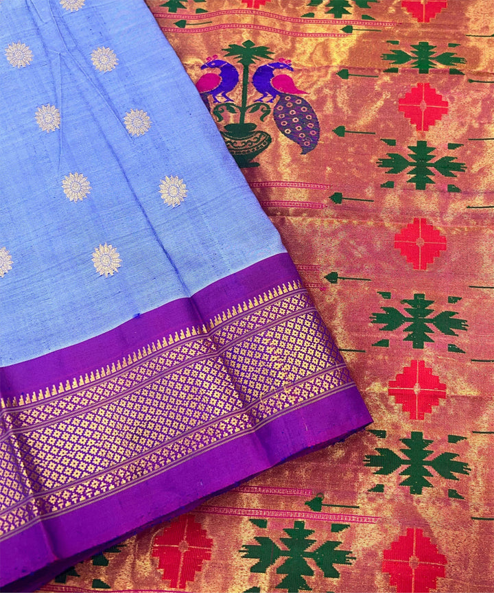 Lavender maharani silk handloom paithani saree