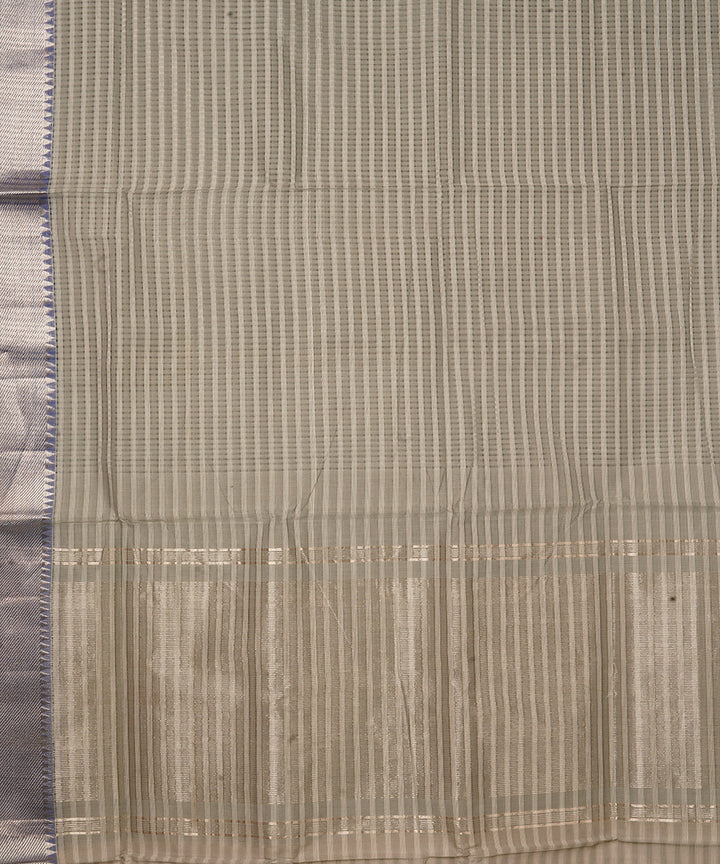 Grey handwoven mangalagiri cotton saree