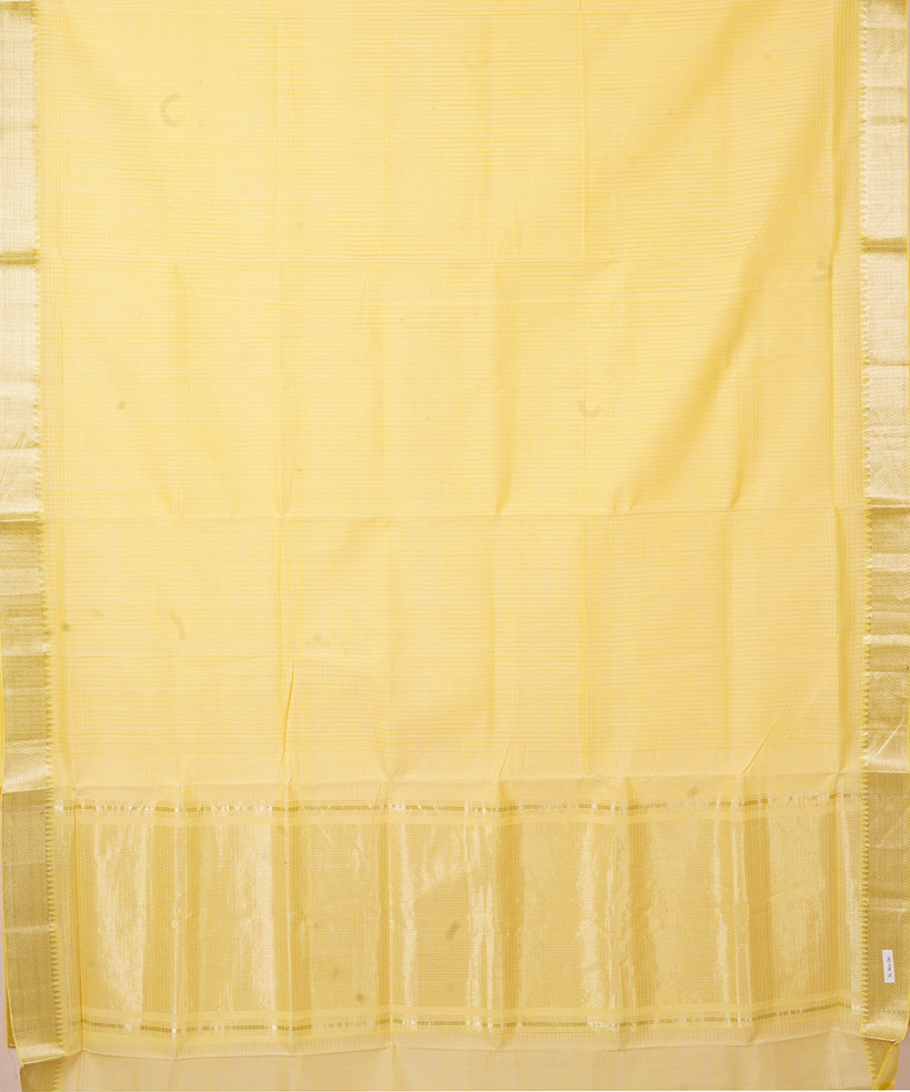 Light yellow handwoven mangalagiri cotton saree