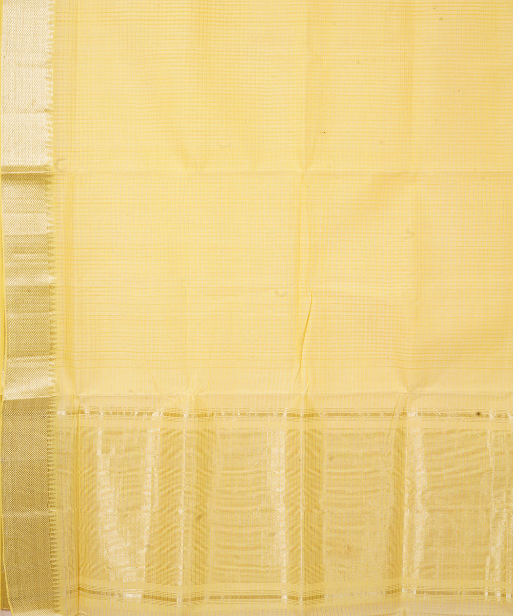Light yellow handwoven mangalagiri cotton saree