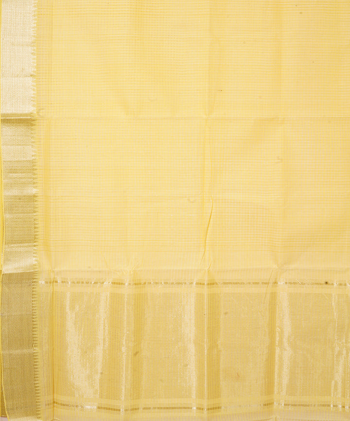 Light yellow handwoven mangalagiri cotton saree