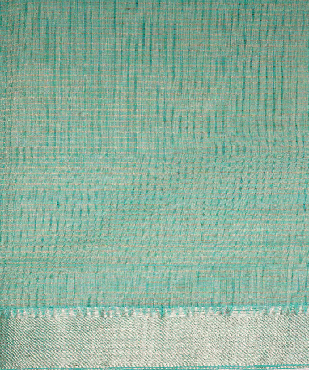 Cyan green handwoven mangalagiri cotton saree