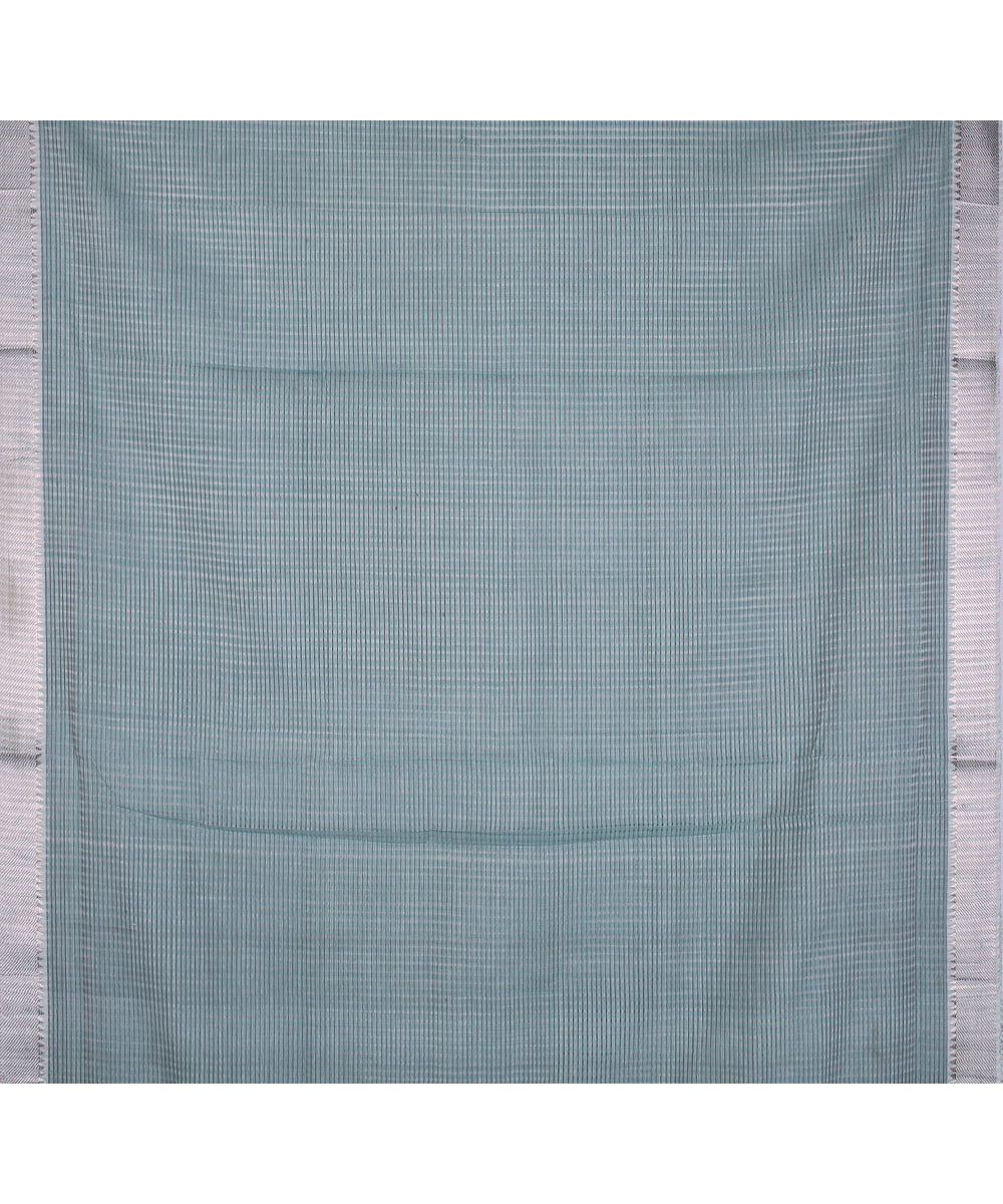 Light green silver zari border handwoven mangalagiri cotton saree