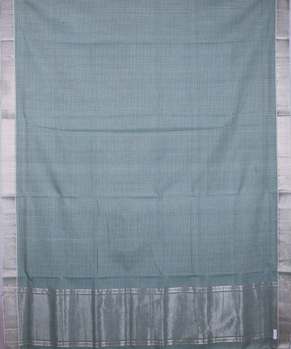 Light green silver zari border handwoven mangalagiri cotton saree