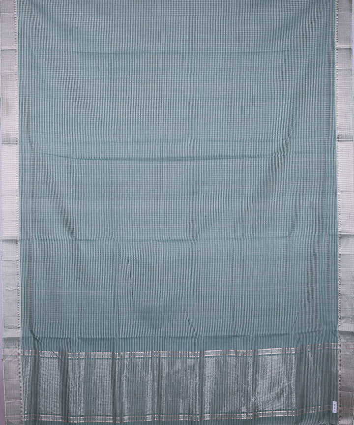 Light green silver zari border handwoven mangalagiri cotton saree
