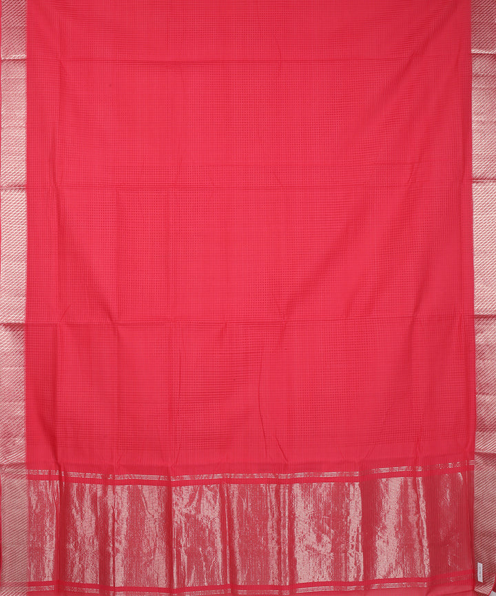 Pink Silver zari border handwoven cotton mangalagiri saree