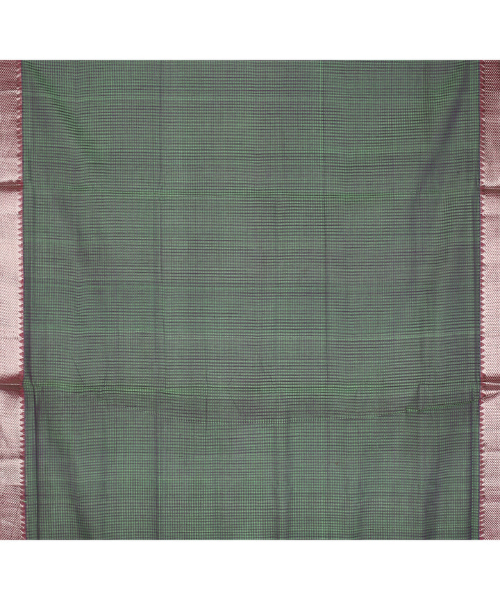 Dark green silver zari border handwoven mangalagiri cotton saree