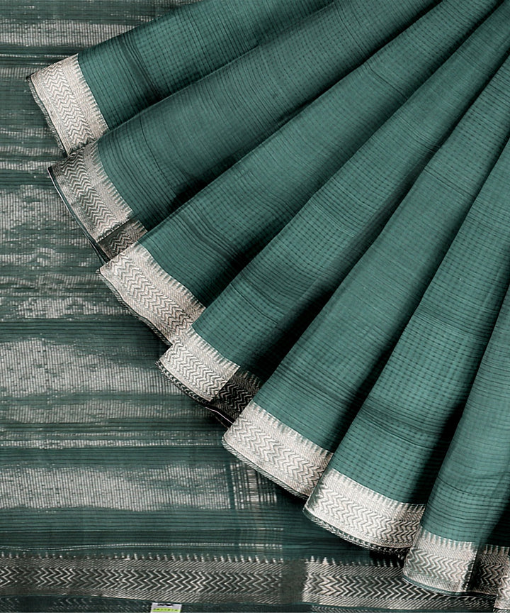 Dark green gold zari border handloom mangalagiri cotton saree