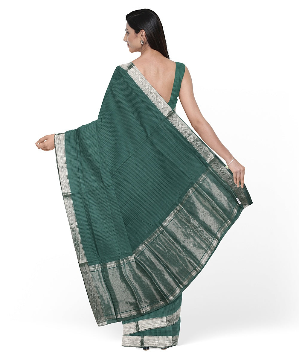 Dark green gold zari border handloom mangalagiri cotton saree