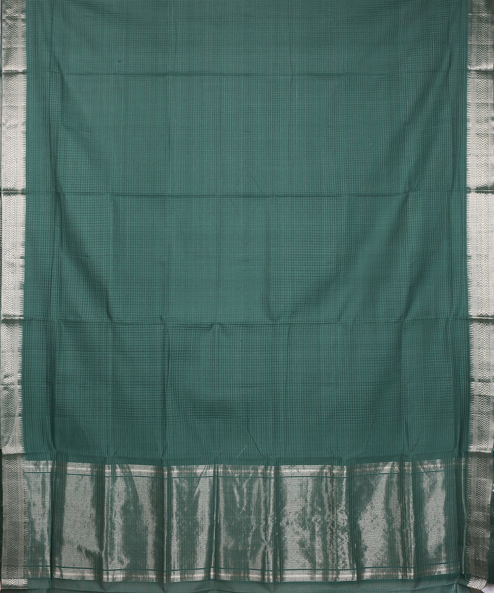 Dark green gold zari border handloom mangalagiri cotton saree