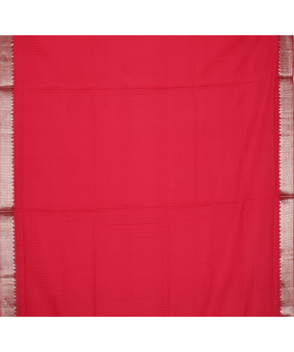 Red Silver zari border handwoven mangalagiri cotton saree