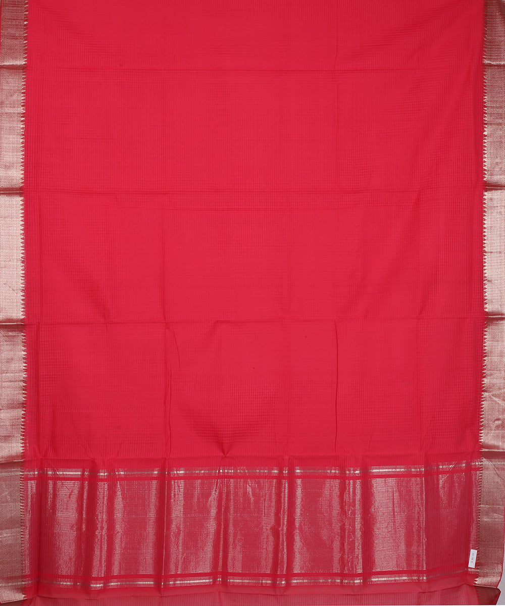 Red Silver zari border handwoven mangalagiri cotton saree