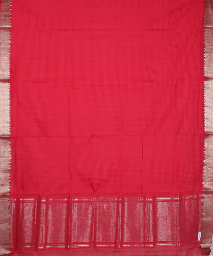 Red Silver zari border handwoven mangalagiri cotton saree