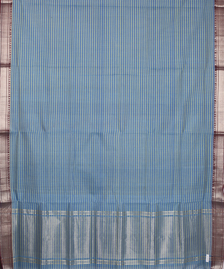 Cyan blue gold zari border handwoven mangalagiri cotton saree