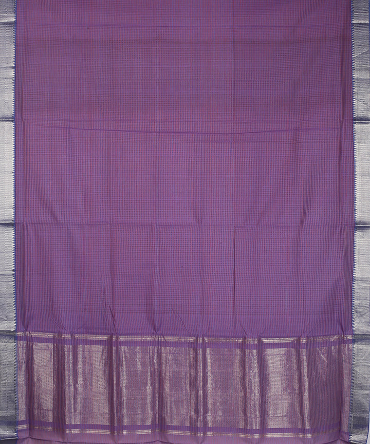 Violet silver zari border handwoven mangalagiri cotton saree