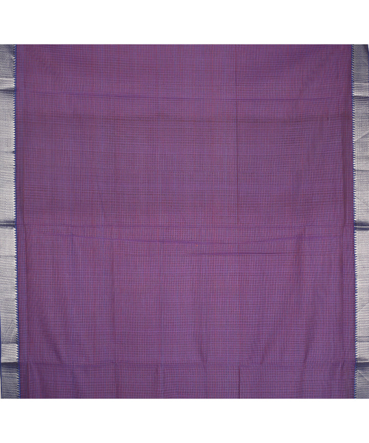 Violet silver zari border handwoven mangalagiri cotton saree