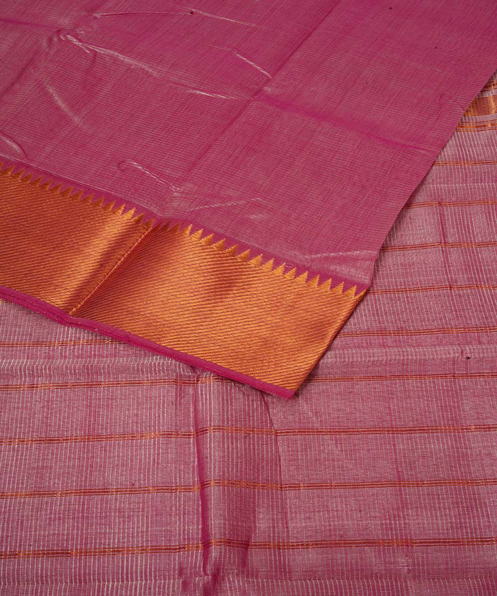 Pink light handwoven mangalagiri cotton silk saree