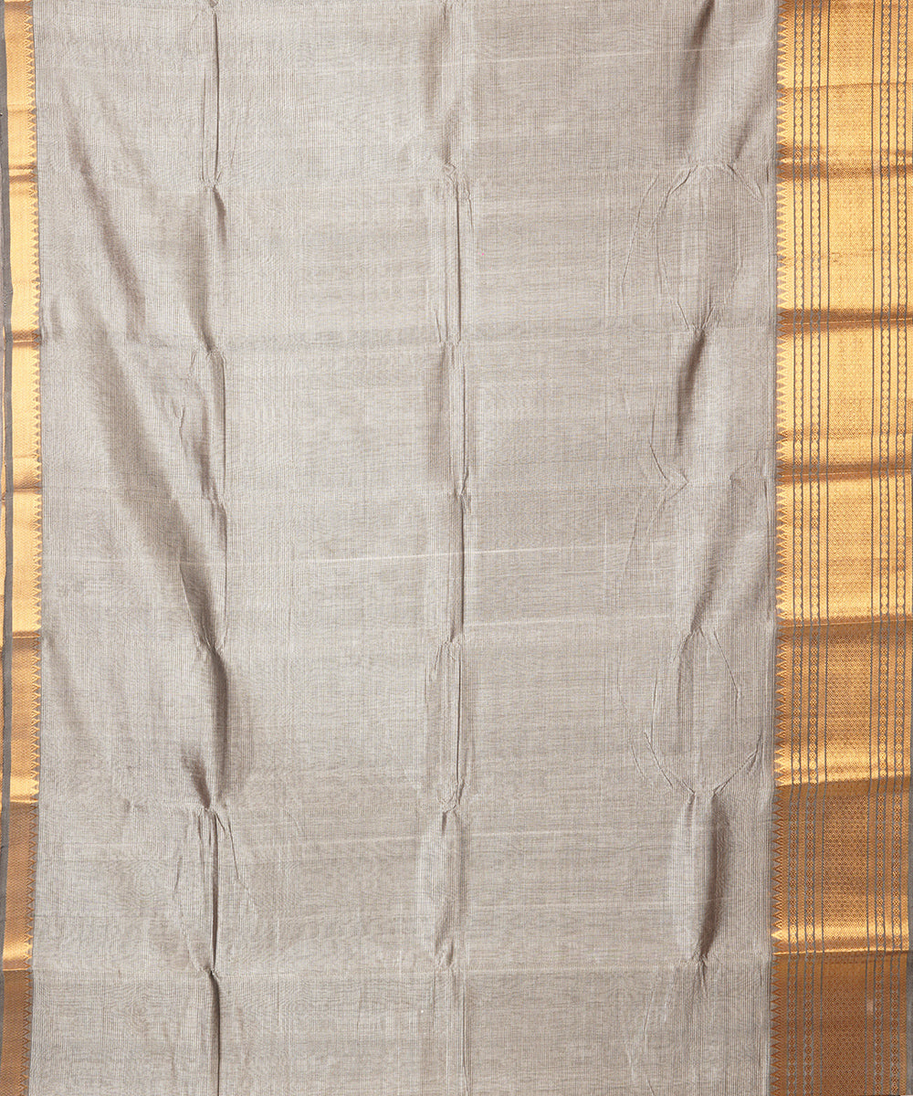 Grey handwoven mangalagiri cotton silk saree