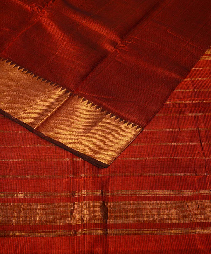Brown handwoven cotton silk mangalagiri saree