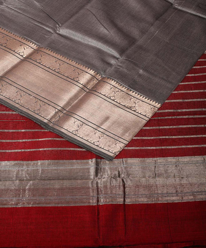 Grey yash handwoven mangalagiri cotton silk saree