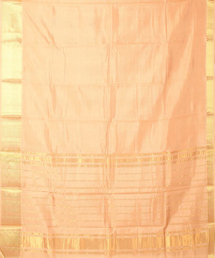 Beige handwoven mangalagiri cotton silk saree