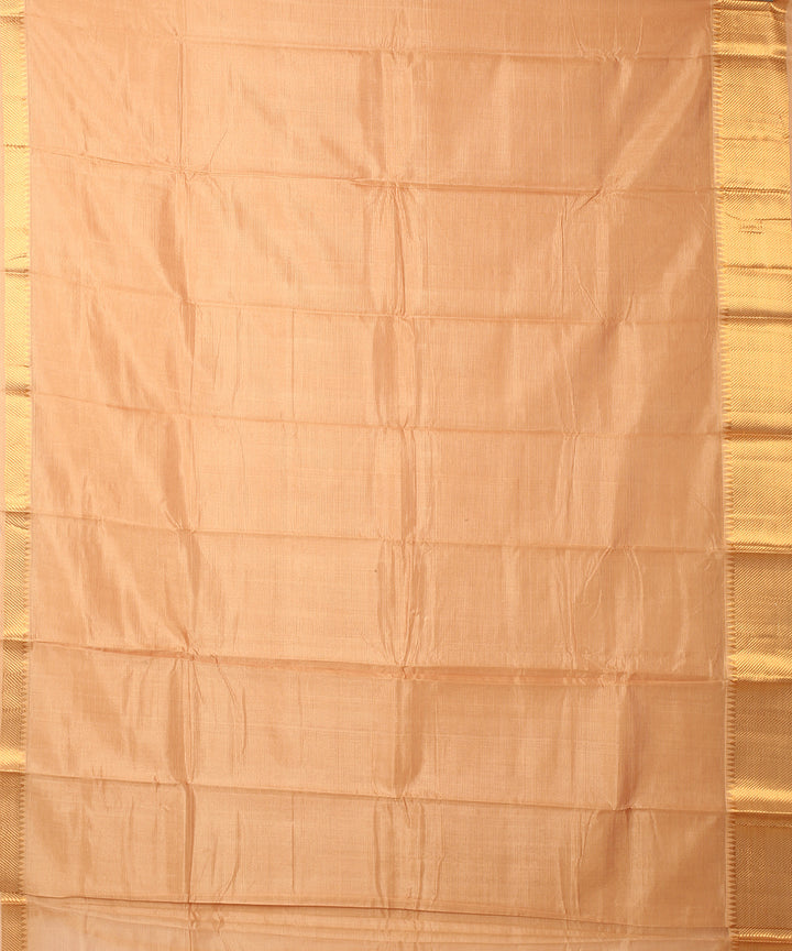 Beige handwoven mangalagiri cotton silk saree