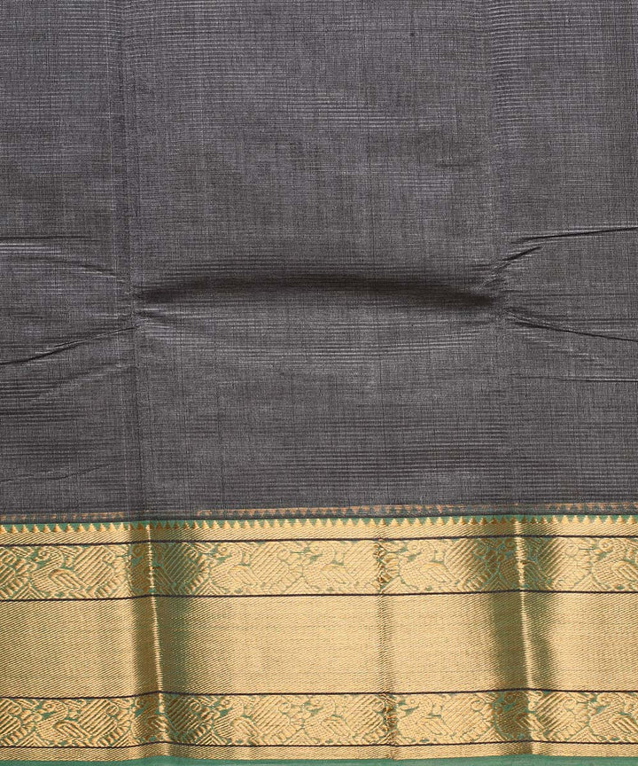 Dark grey handwoven mangalagiri cotton silk saree