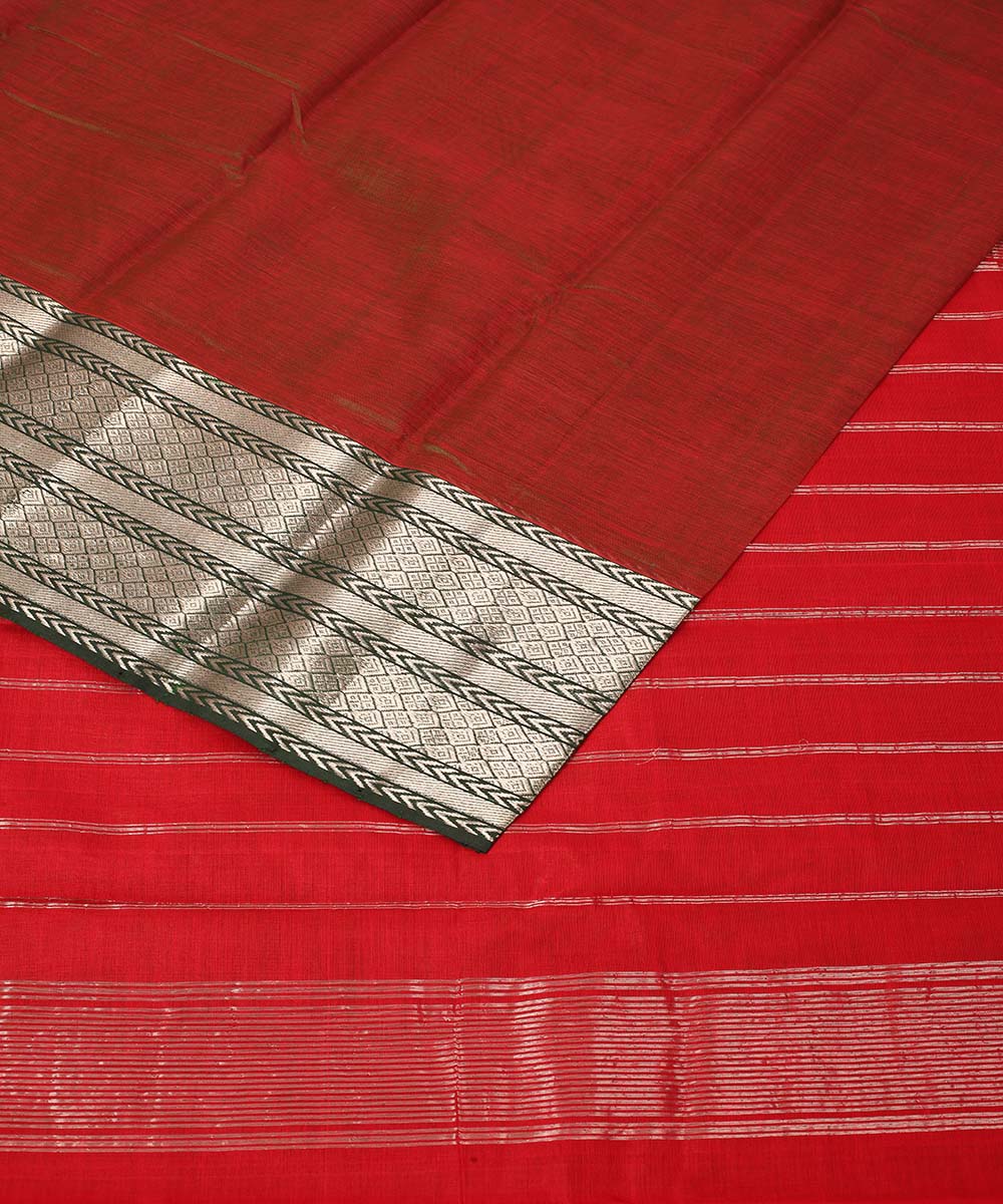 Brown handwoven mangalagiri cotton silk saree