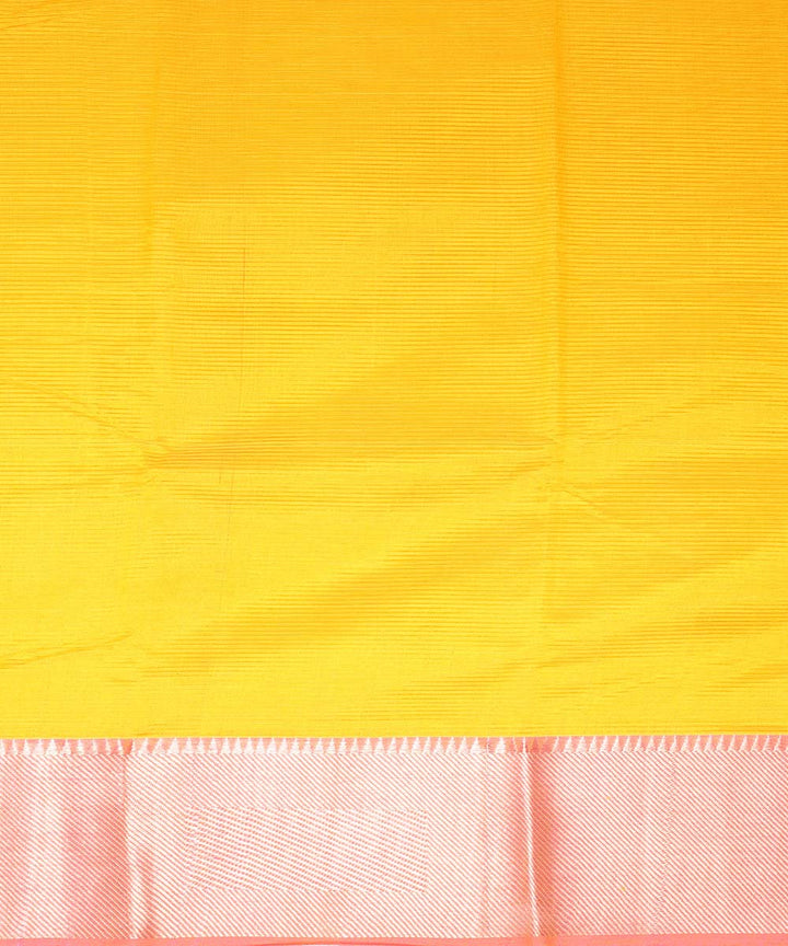 Yellow handwoven mangalagiri cotton silk saree
