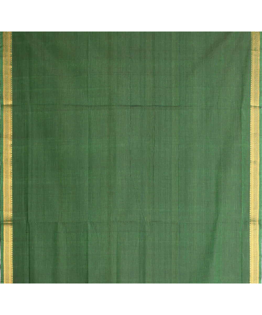 Dark green handwoven cotton mangalagiri saree