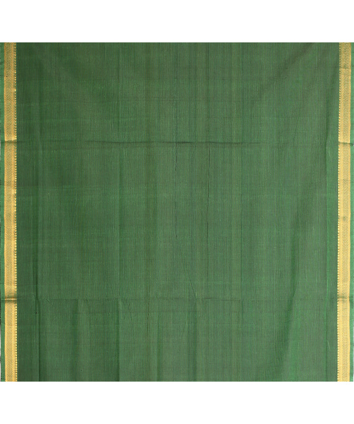 Dark green handwoven cotton mangalagiri saree