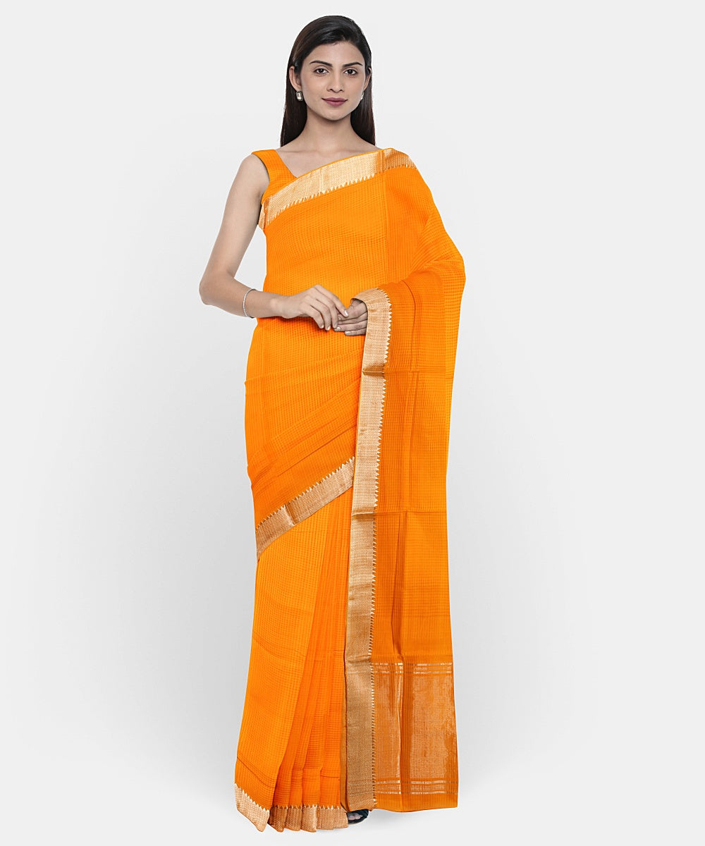 Yellow handloom mangalagiri cotton saree