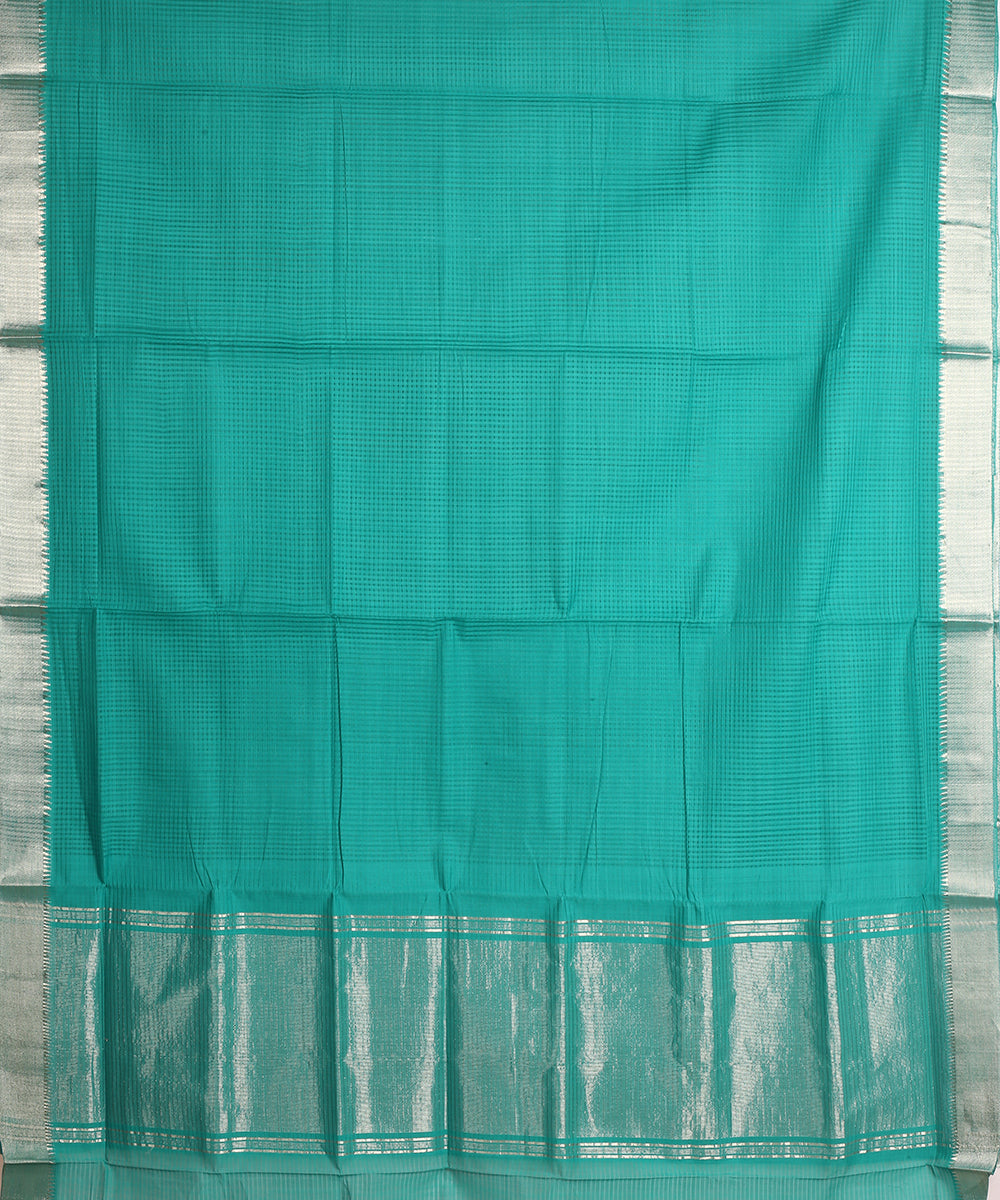 Cyan green handwoven mangalagiri cotton saree