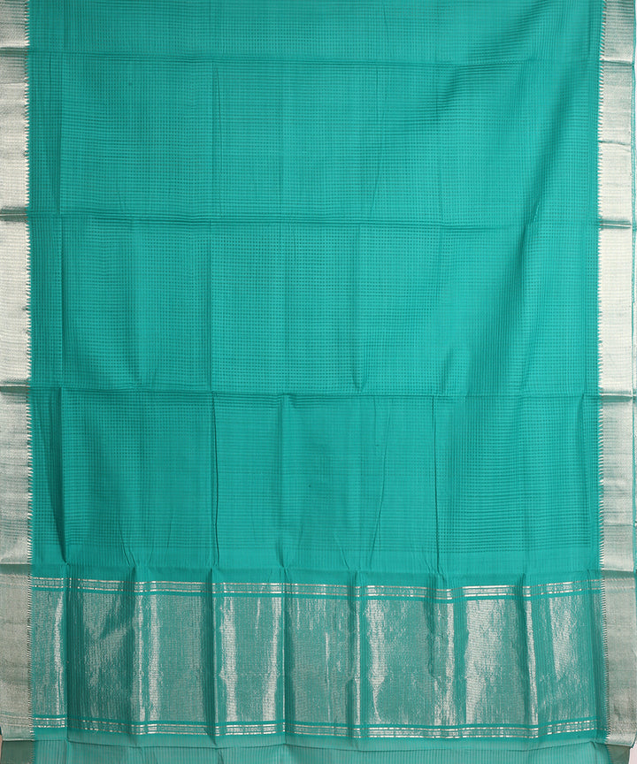 Cyan green handwoven mangalagiri cotton saree