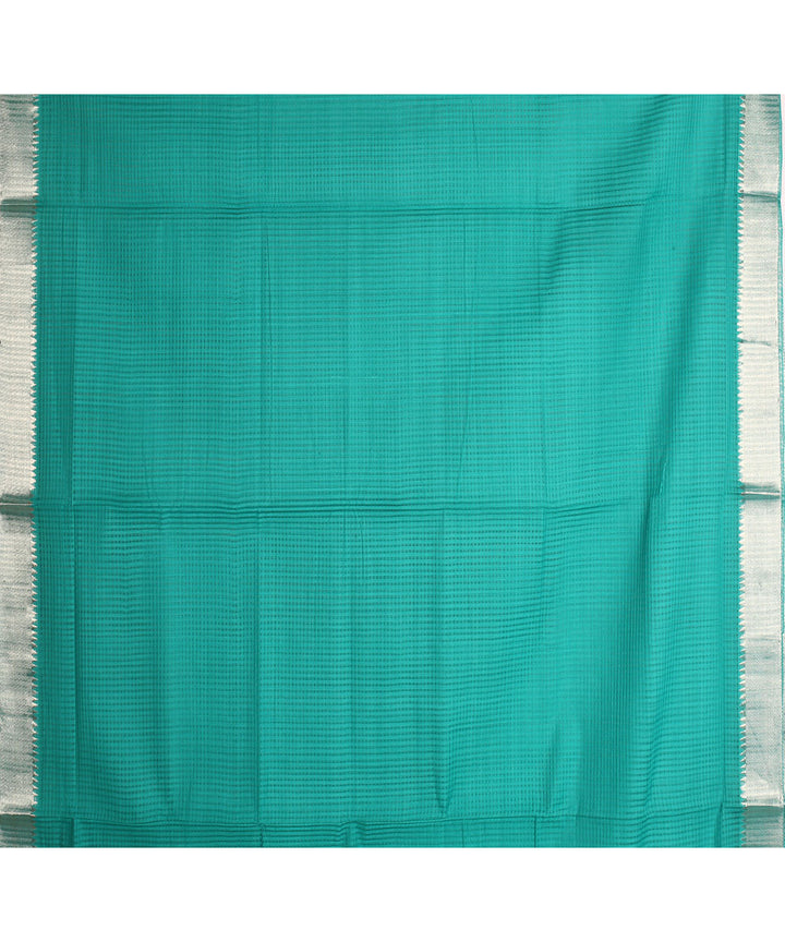 Cyan green handwoven mangalagiri cotton saree