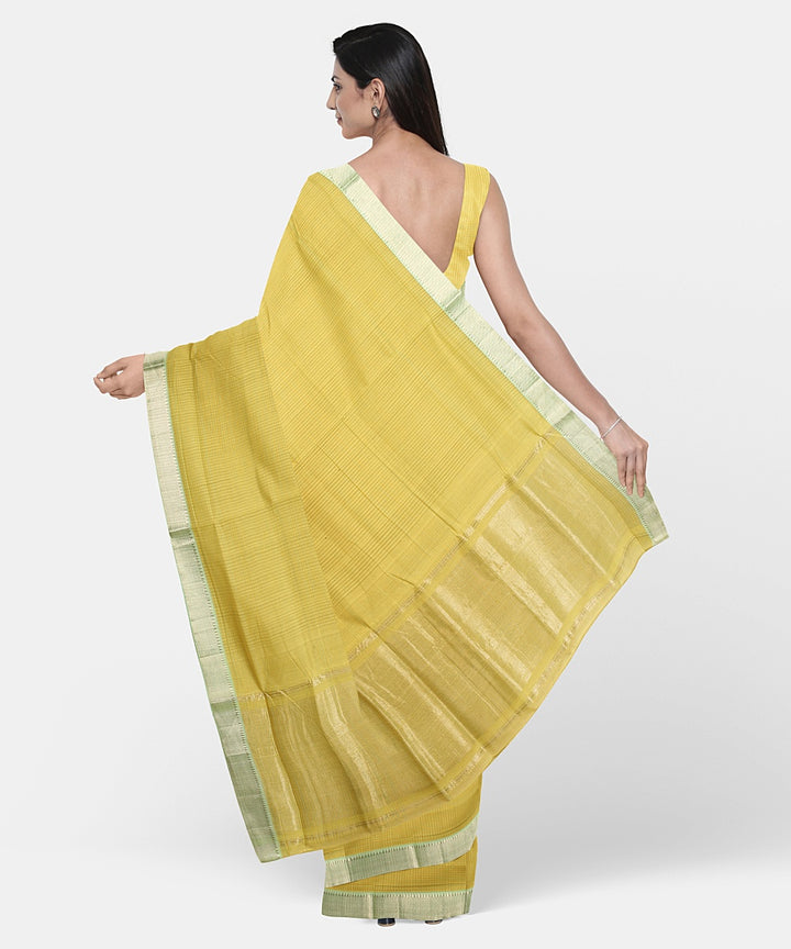 Yellow handwoven mangalagiri cotton saree