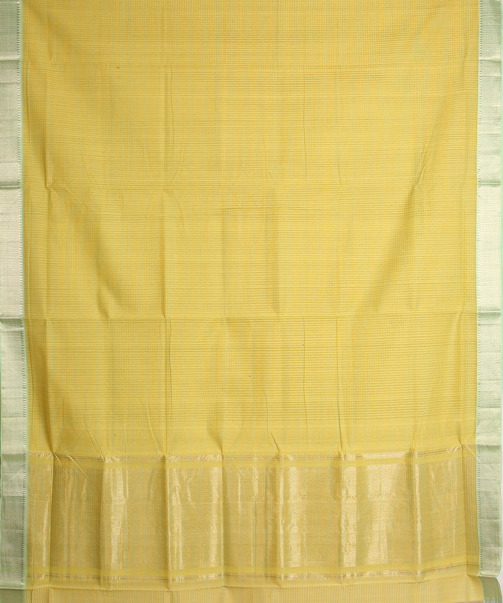 Yellow handwoven mangalagiri cotton saree