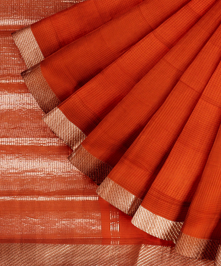 Brown handwoven cotton mangalagiri saree