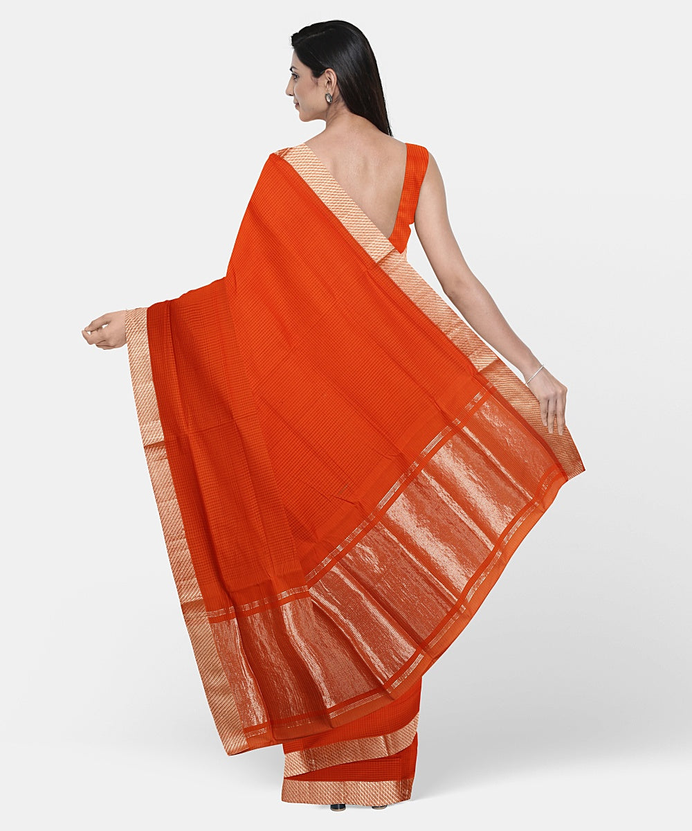 Brown handwoven cotton mangalagiri saree