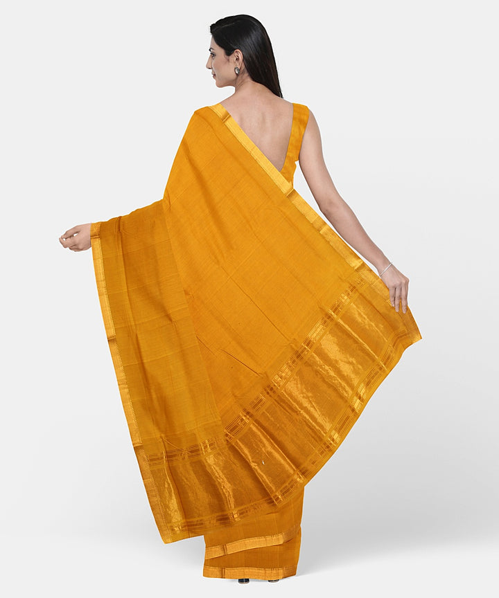 Mustard handwoven mangalagiri cotton saree