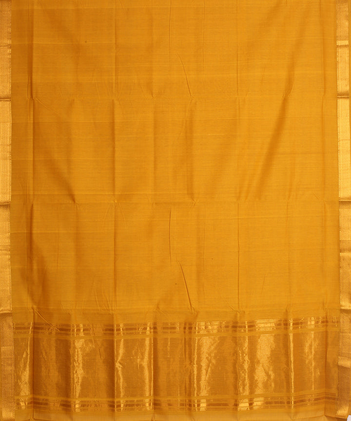 Mustard handwoven mangalagiri cotton saree