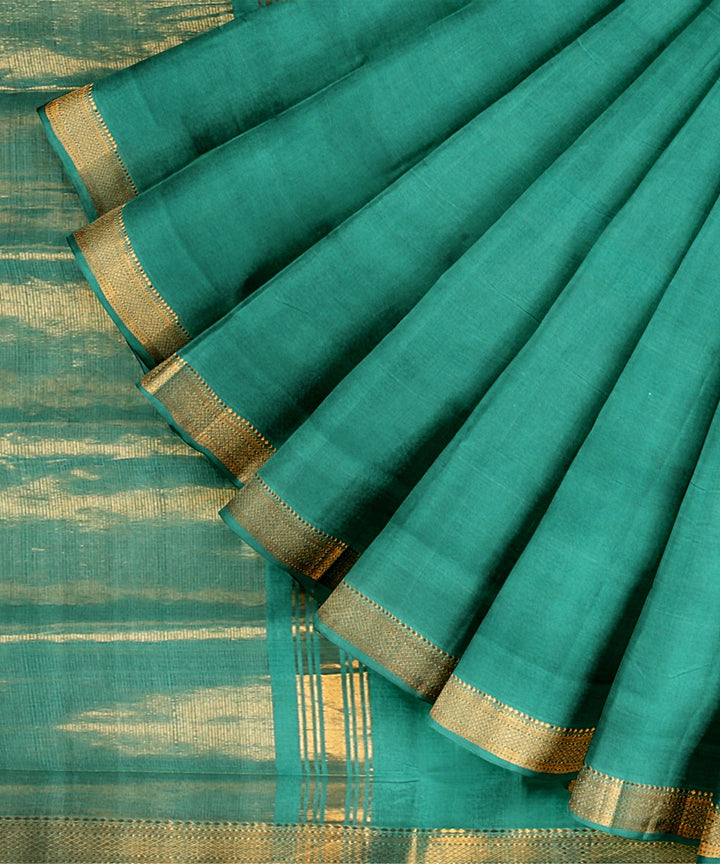 Cyan blue handwoven mangalagiri cotton saree