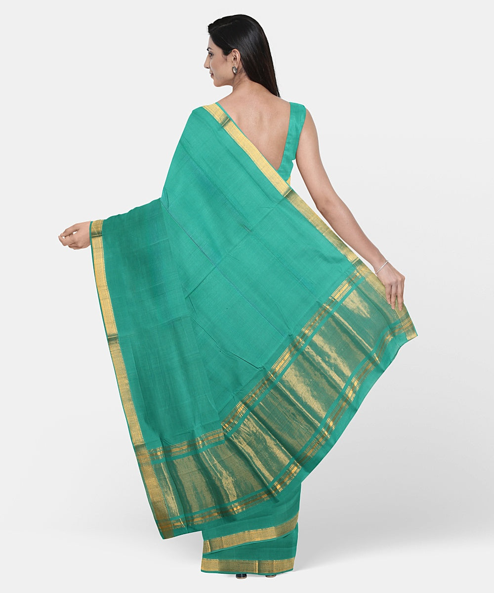 Cyan blue handwoven mangalagiri cotton saree