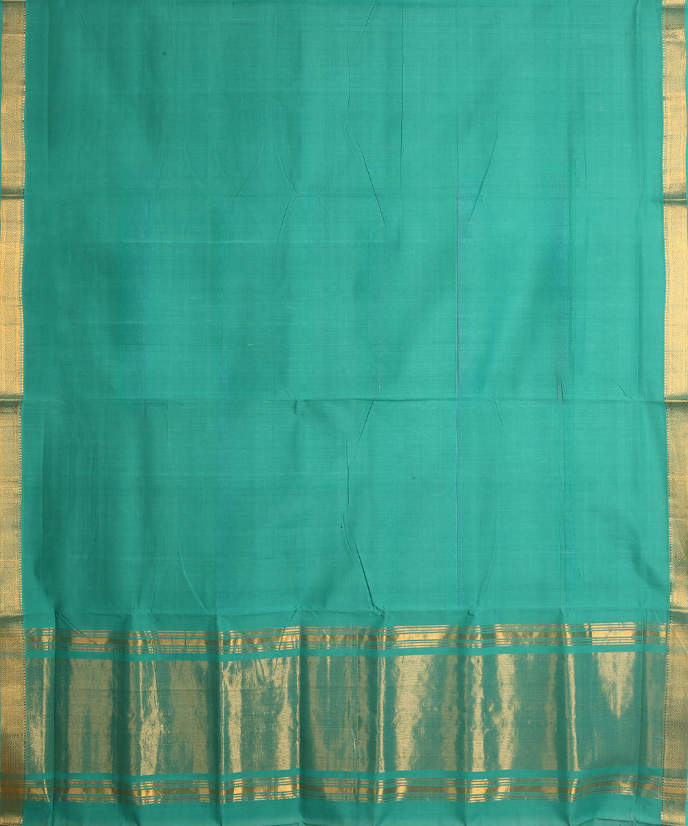Cyan blue handwoven mangalagiri cotton saree