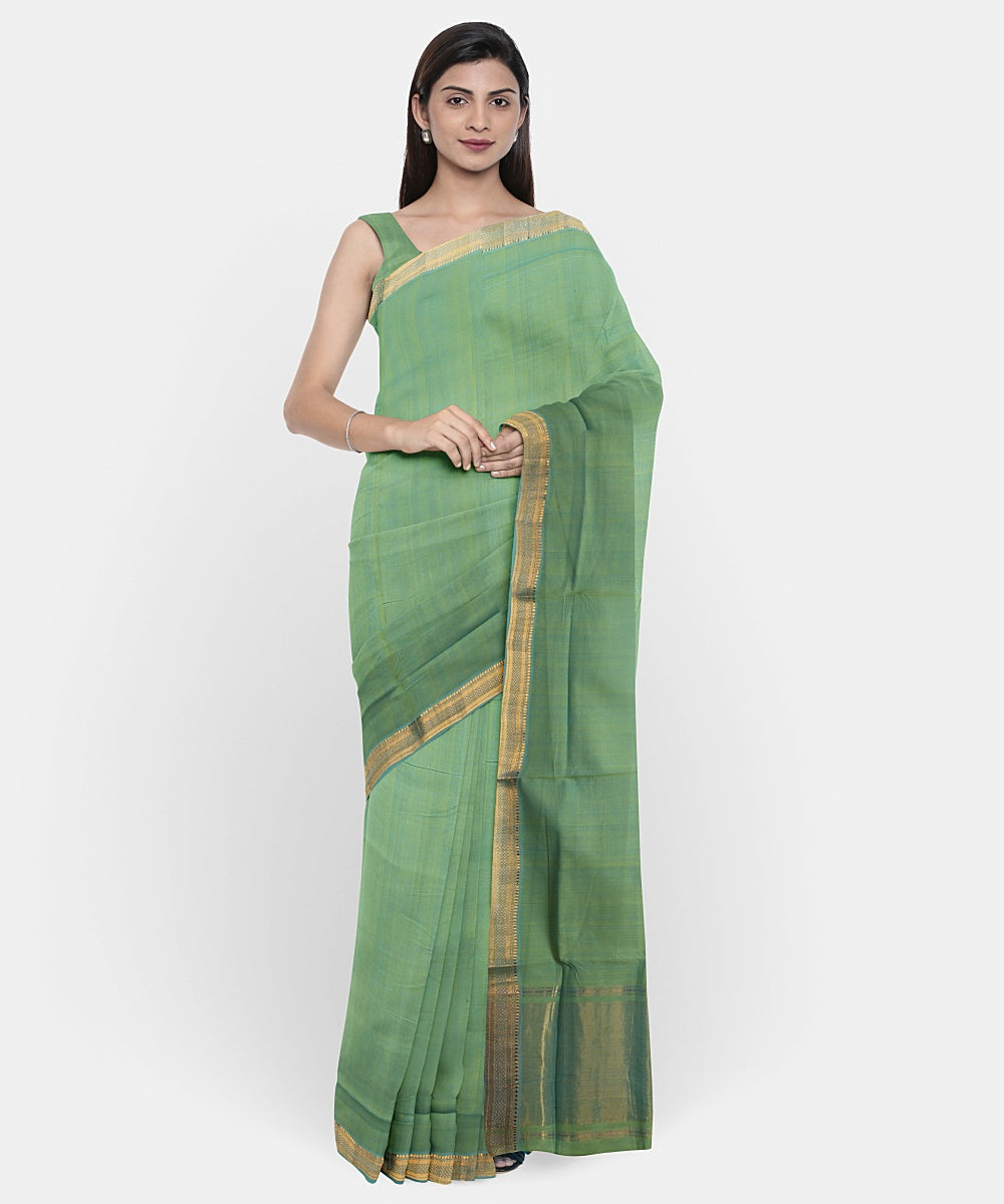 Light green handwoven mangalagiri cotton saree