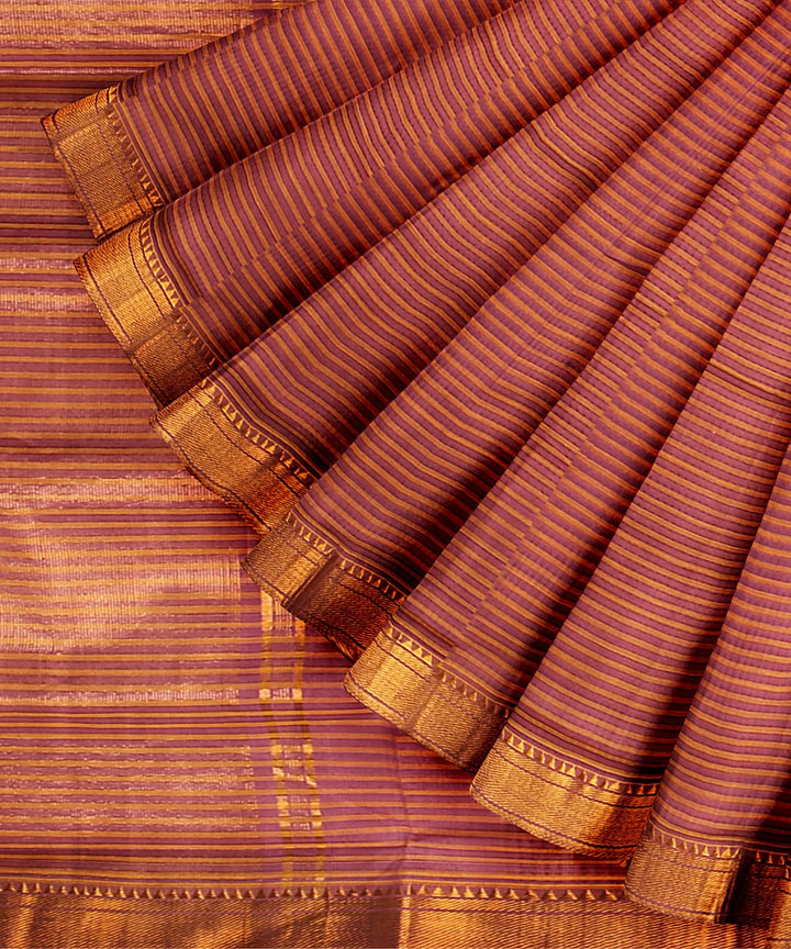 Peach handwoven mangalagiri cotton saree