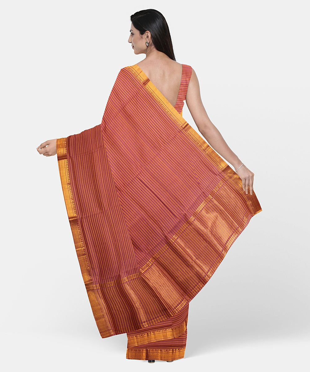 Peach handwoven mangalagiri cotton saree