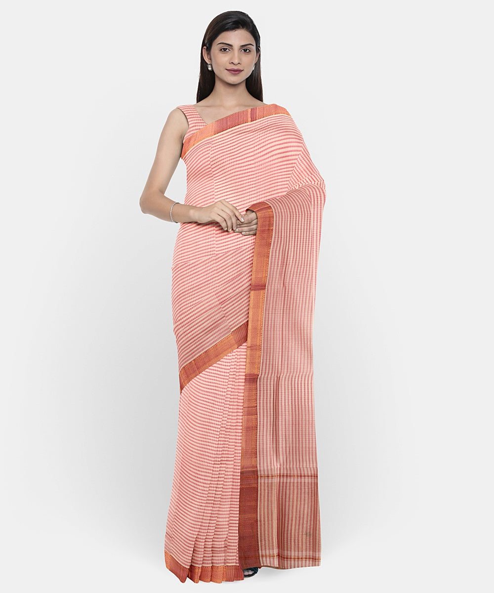 Pink handwoven mangalagiri cotton saree