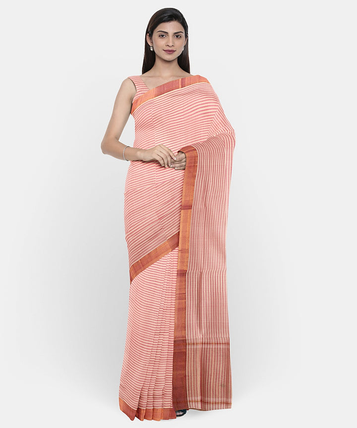 Pink handwoven mangalagiri cotton saree
