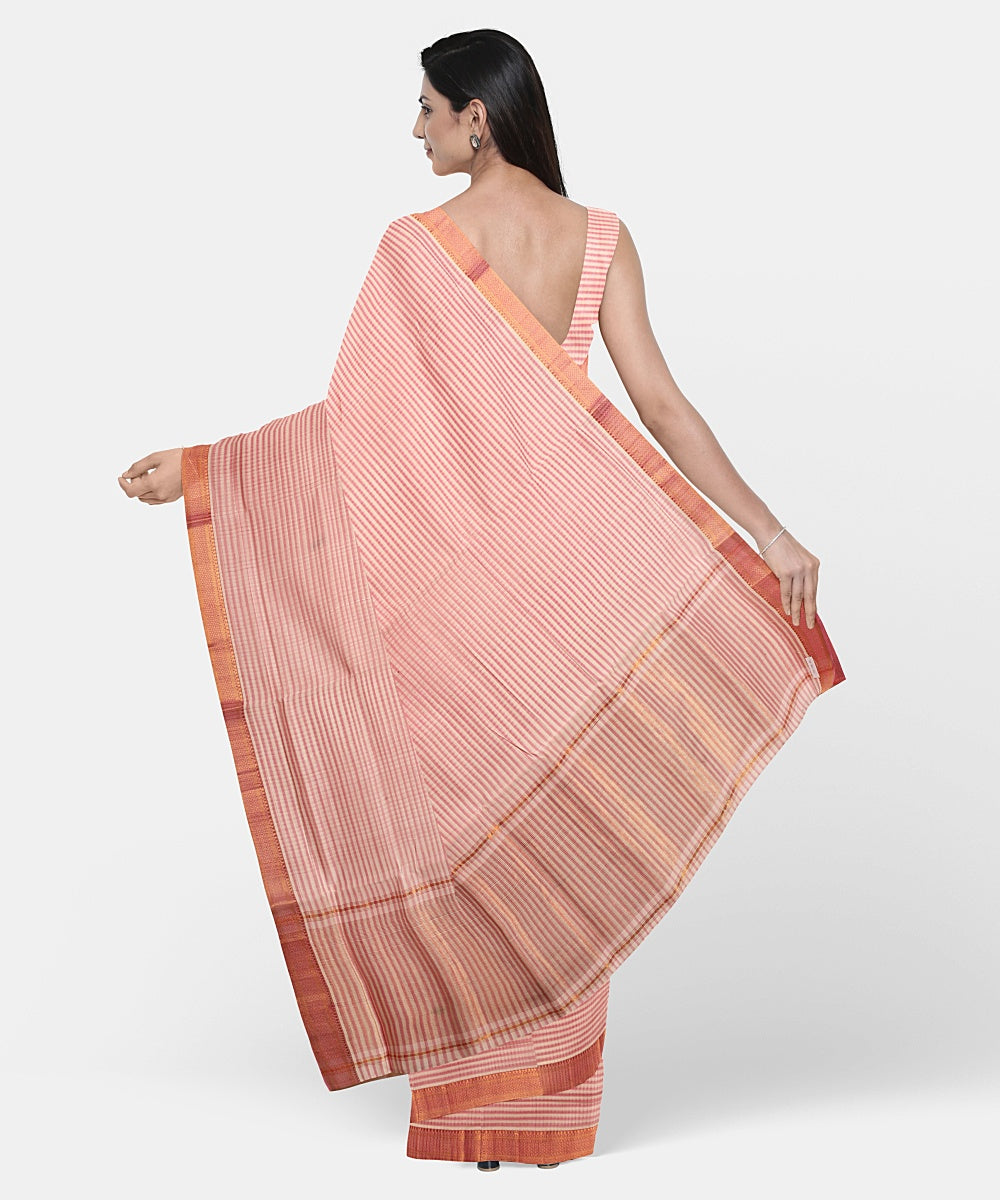 Pink handwoven mangalagiri cotton saree
